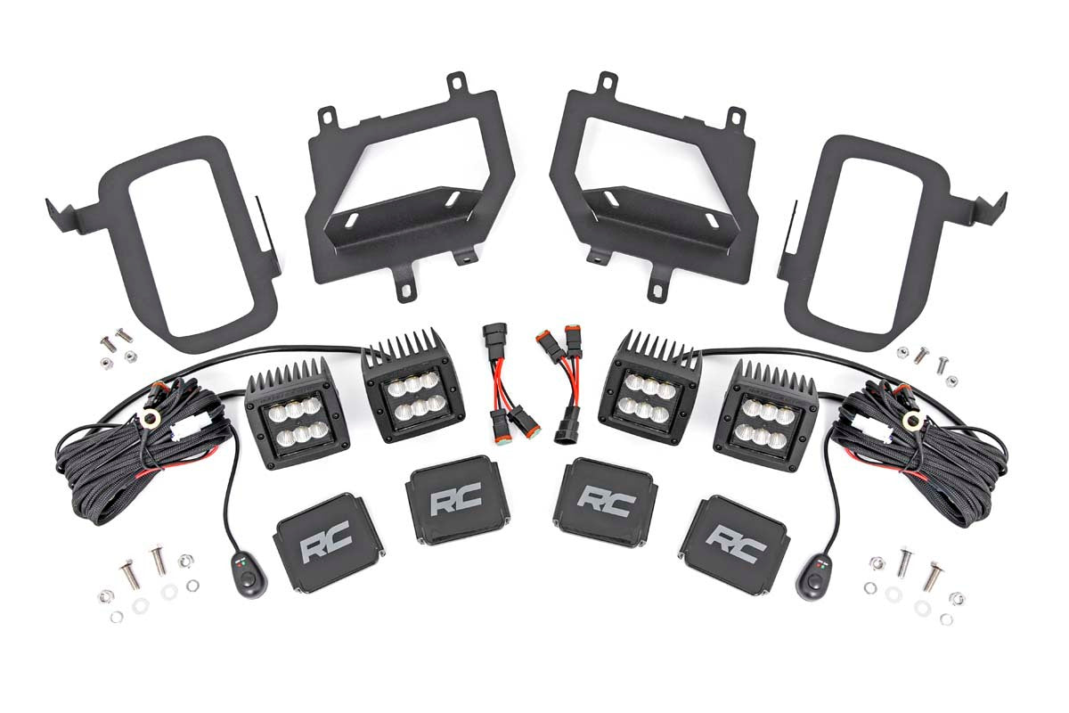 Rough Country - LED Light Kit - Fog Mount - Dual 2" Black Pairs - Flood - Ford F-150 (15-17) - 70833