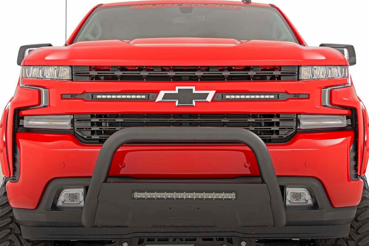 Rough Country - LED Light Kit - Grille Mount - 10" Black Slimline Pair - Chevy Silverado 1500 (19-22) - 70817