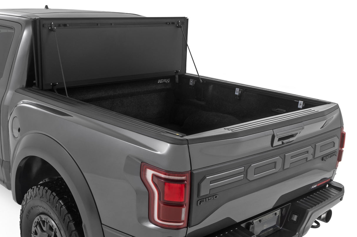 Rough Country - Hard Tri-Fold Flip Up Bed Cover - 5'7" Bed - Ford F-150 (21-23) F-150 Lightning (2022) - 49221550