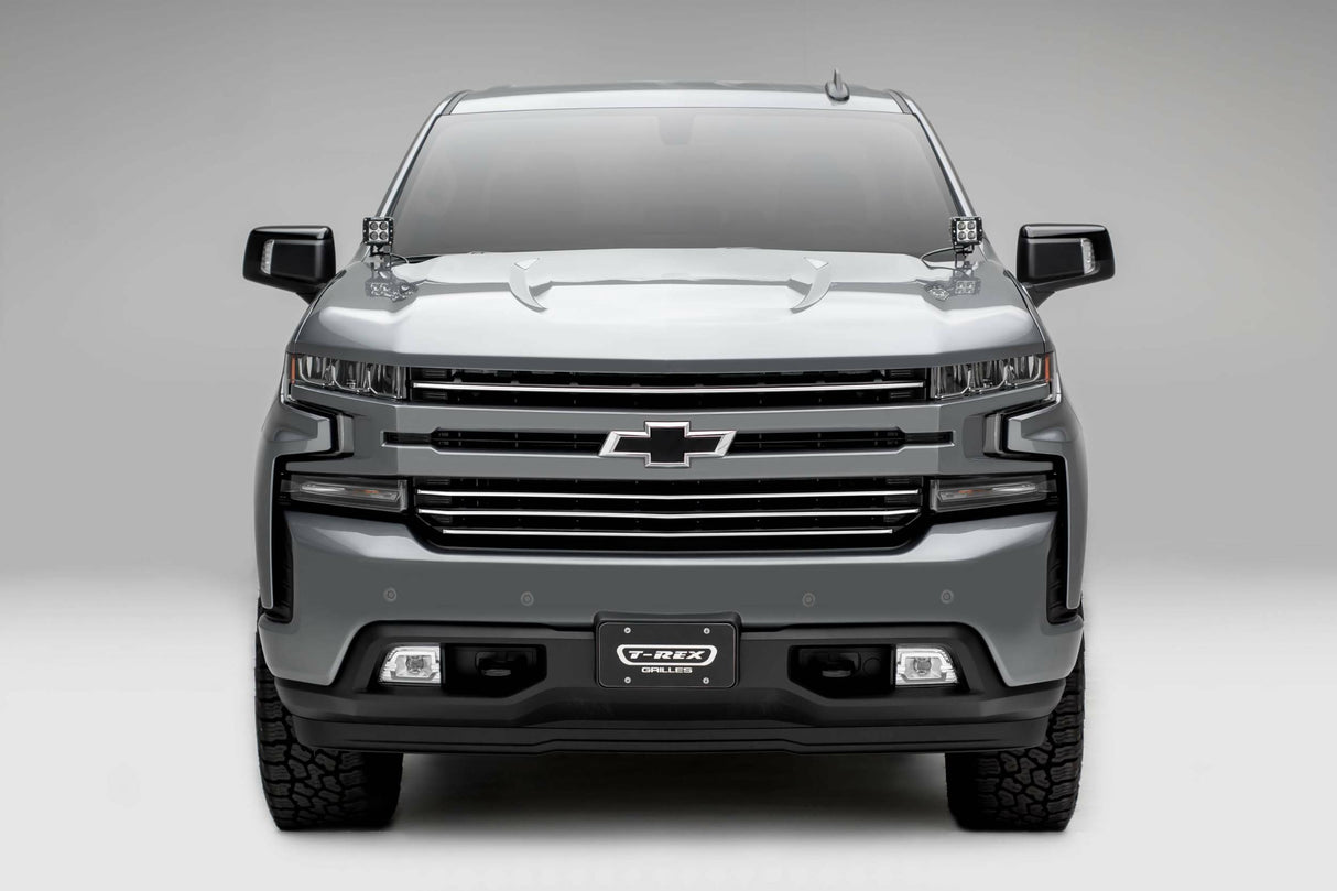 T-Rex Grilles - T-REX 2019-2021 Silverado 1500?Trailboss, RST, LT Round Billet Grille, Horizontal Round, Silver, 4 Pc, Overlay - PN #6211236 - 6211236
