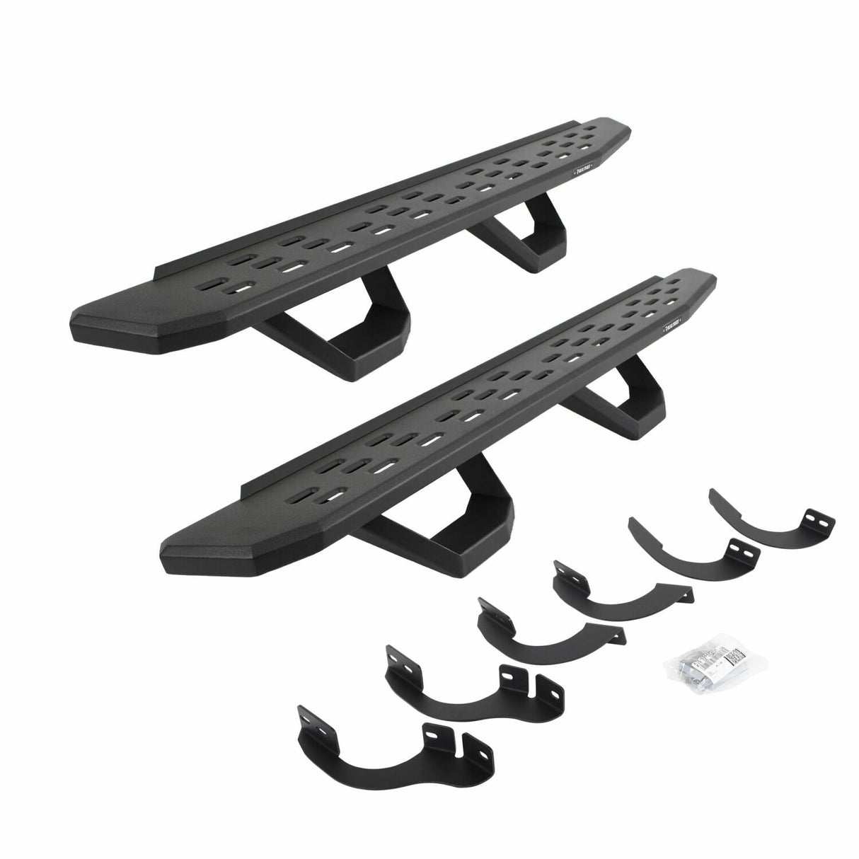 Go Rhino 6964256820PC - RB30 Running Boards with Mounting Brackets & 2 Pairs of Drops Steps Kit - Textured Black
