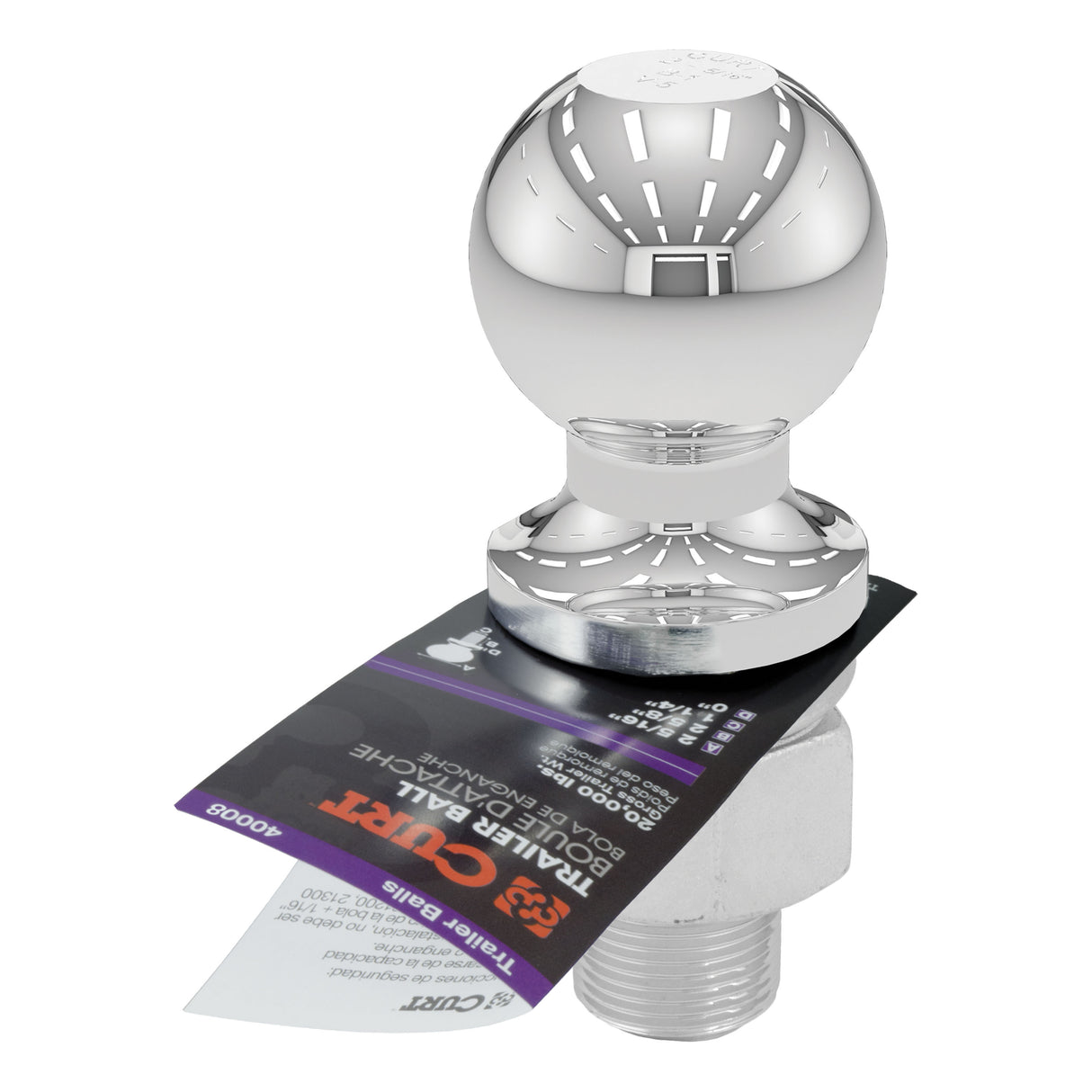Curt - 2-5/16" Trailer Ball (1-1/4" x 2-3/4" Shank, 20,000 lbs., Chrome) - 40008