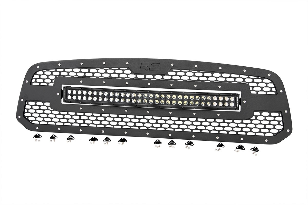 Rough Country - Mesh Grille - 30" Dual Row LED - Black - Ram 1500 2WD 4WD (13-18 & Classic) - 70199