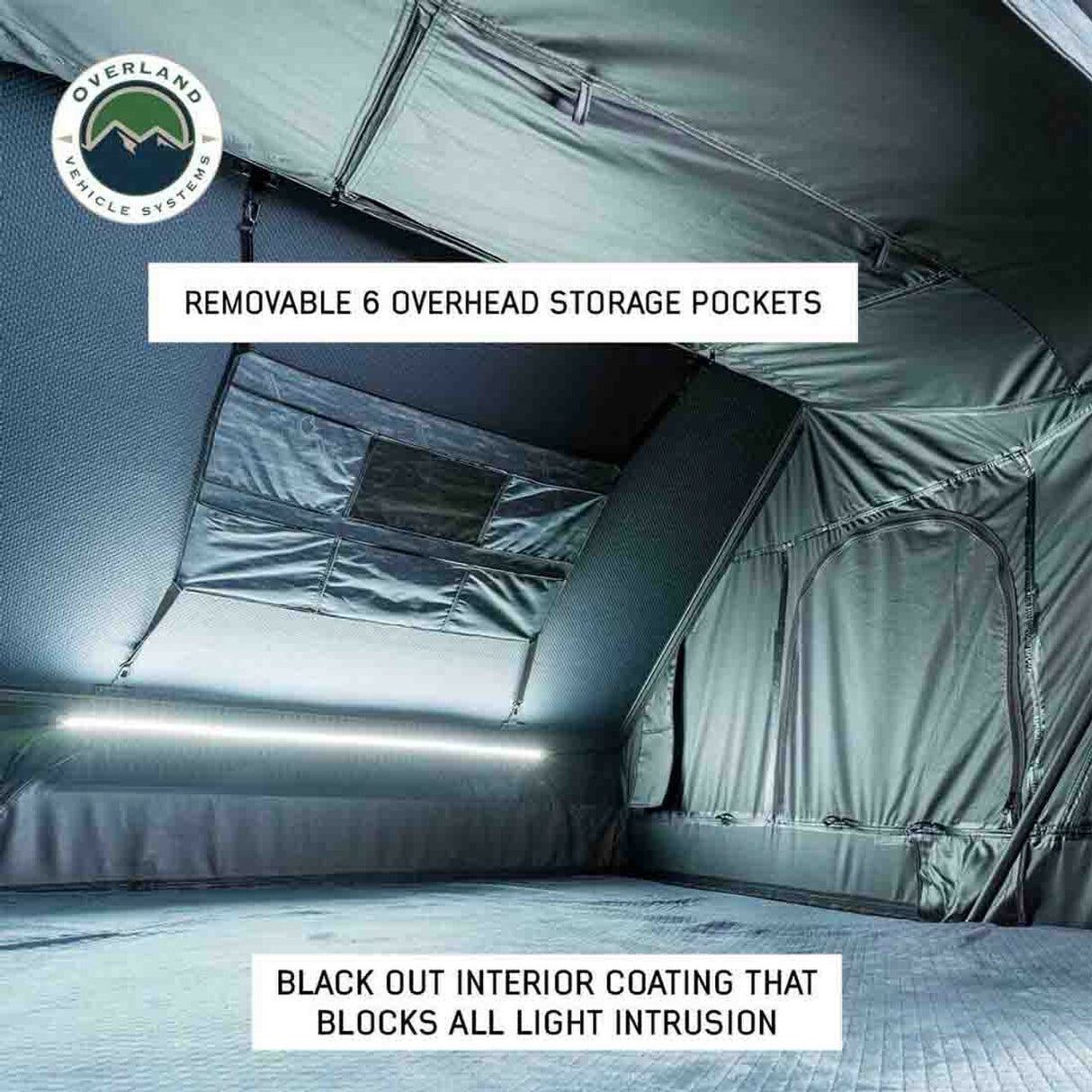 Overland Vehicle Systems - XD Everest 2 - Cantilever Aluminum Roof Top Tent, 2 Person, Grey Body and Black Rainfly - 18489902