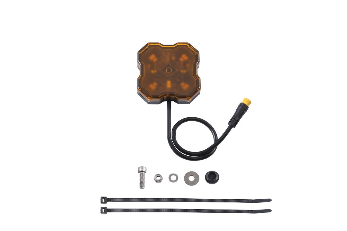 Diode Dynamics - Stage Series Single-Color LED Rock Light, Amber M8 (one) - DD7436