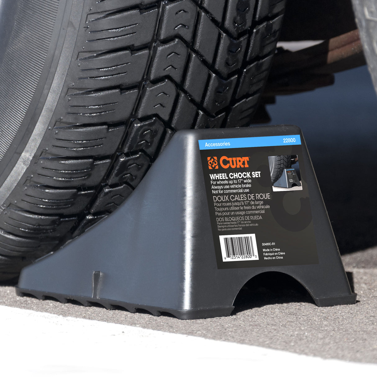 Curt - Wheel Chock Set (Up to 17" Wide Wheels) - 22800