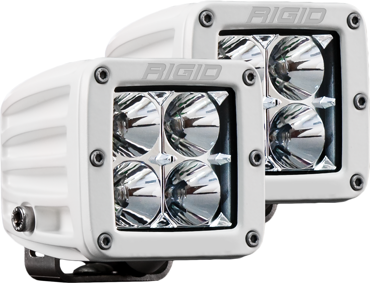 RIGID D-Series PRO LED Light, Flood Optic, Surface Mount, White Housing, Pair