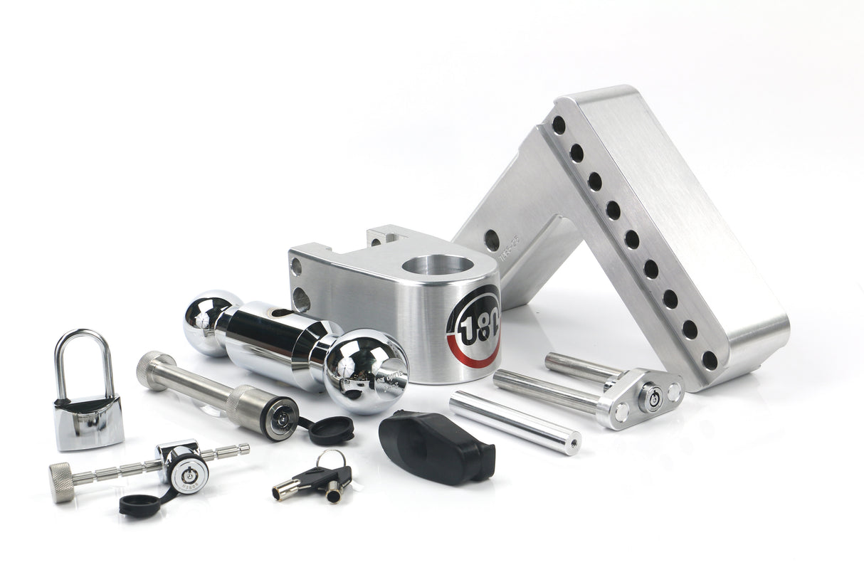 180 Hitch Chrome Ball 6" Drop Hitch with 2.5" Shank Keyed Alike WS05, WS11, WS12 Included - CTB6-2.5-SET