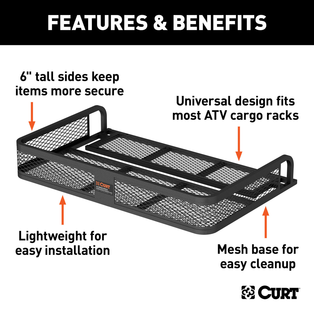 Curt - 41" x 26" Black Steel Universal ATV Cargo Carrier - 18101