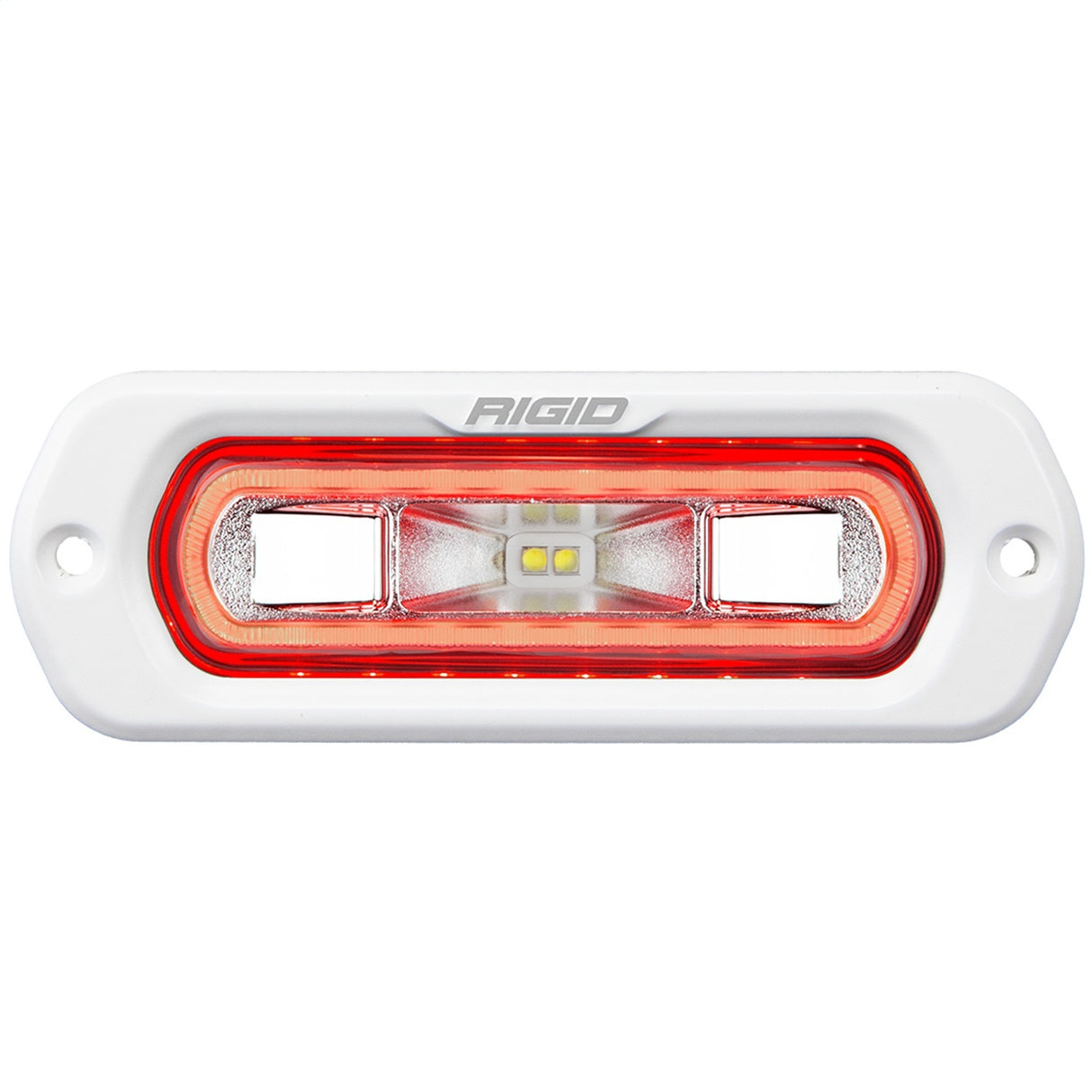 RIGID Industries - 51202 SR-L Series Marine Spreader Pod, 2 Wire Flush Mount, White W/Red Halo