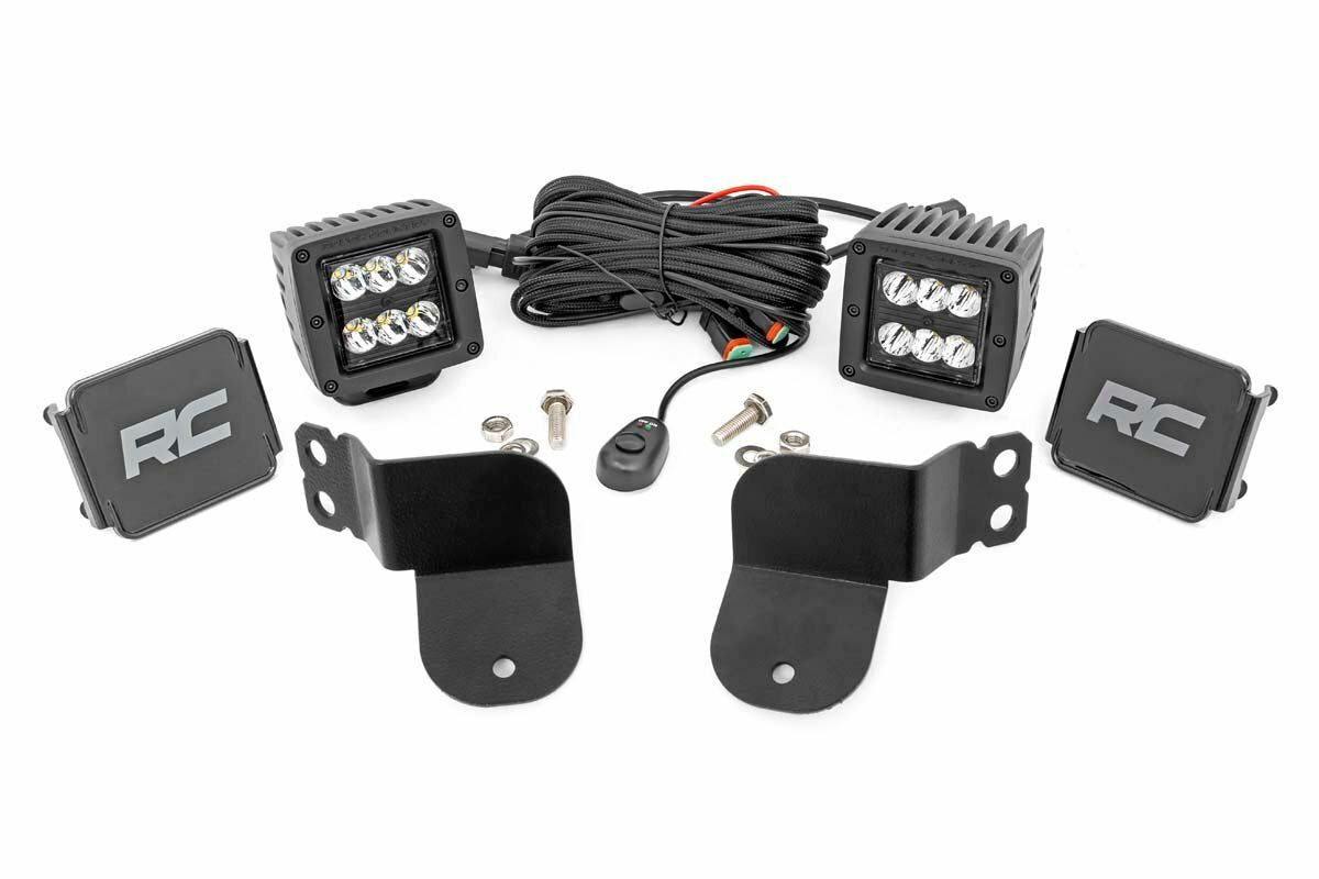 Rough Country - LED Light - Cage Mount - 2" Black Pair - Spot - Polaris General General XP - 93022