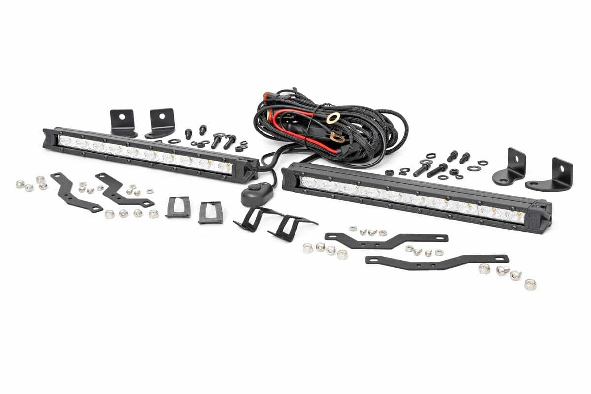 Rough Country - LED Light Kit - Grille Mount - 10" Chrome Slimline Pair - Ford F-150 (18-20) - 70809