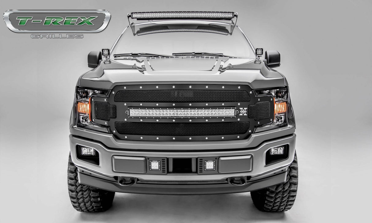 T-Rex Grilles - 1 Pc Small Mesh Mild Steel Torch Grille Replacement - Includes Universal Wiring Harness - 6315711