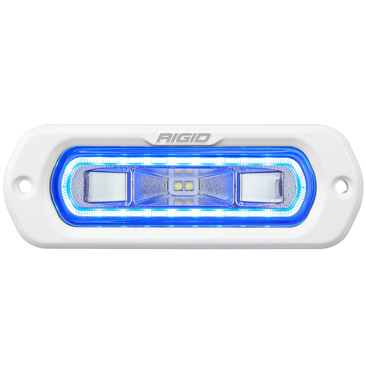 RIGID Industries - 51201 SR-L Series Marine Spreader Pod, 2 Wire Flush Mount, White W/Blue Halo