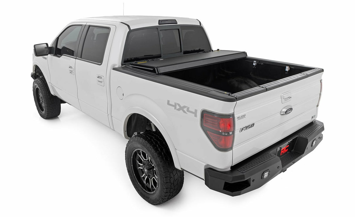 Rough Country - Hard Tri-Fold Flip Up Bed Cover - 5'7" Bed - Ford F-150 (04-14) - 49214550