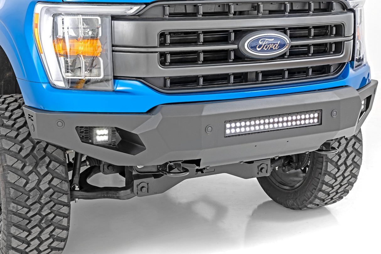 Rough Country - High Clearance Front Bumper - LED Lights & Skid Plate - Ford F-150 (21-23) - 10809A