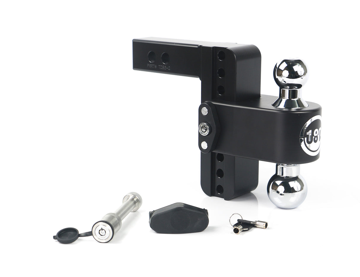 180 Hitch Chrome Cerakoted 6" Drop Hitch with 2" Shank w/ Keyed Alike WS05 - CTB6-2-KA-CER-BLA