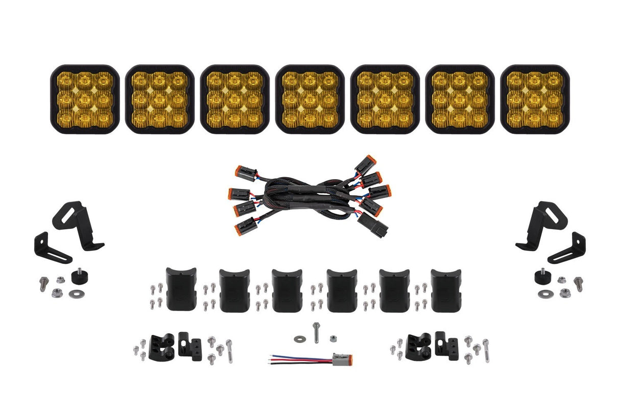 Diode Dynamics - SS5 Pro Universal CrossLink 7-Pod Lightbar Yellow Driving - DD7259