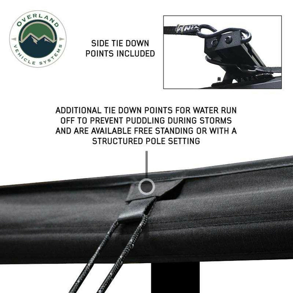Overland Vehicle Systems - XD Nomadic 270 - Awning W/Lights and Black Out , Driver Side, Black Body, Black Trim and Black Travel Cover - 19690001