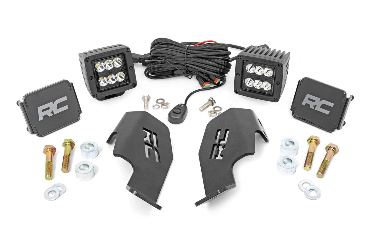 Rough Country - LED Light Kit - Cage Mount - 2" Black Pair - Honda Talon 4WD (19-22) - 92032