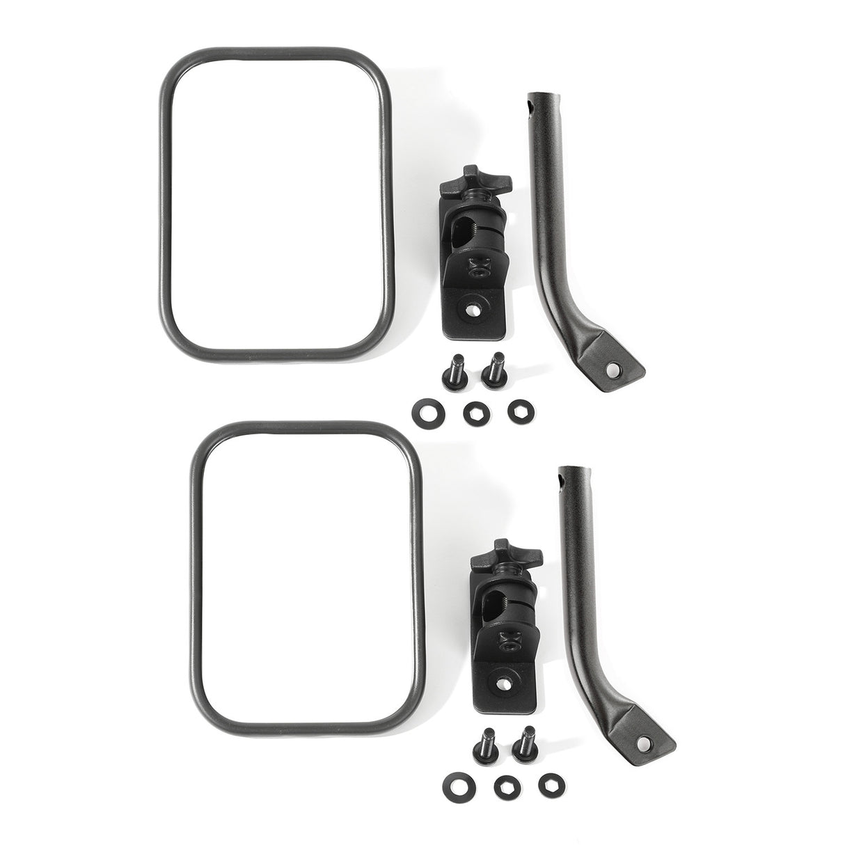 Rugged Ridge - Rugged Ridge 11025.22 Stubby Trail Mirror, Rectangular Pair, Txt Blk; 97-18 Jeep Wrangler JK - 11025.22