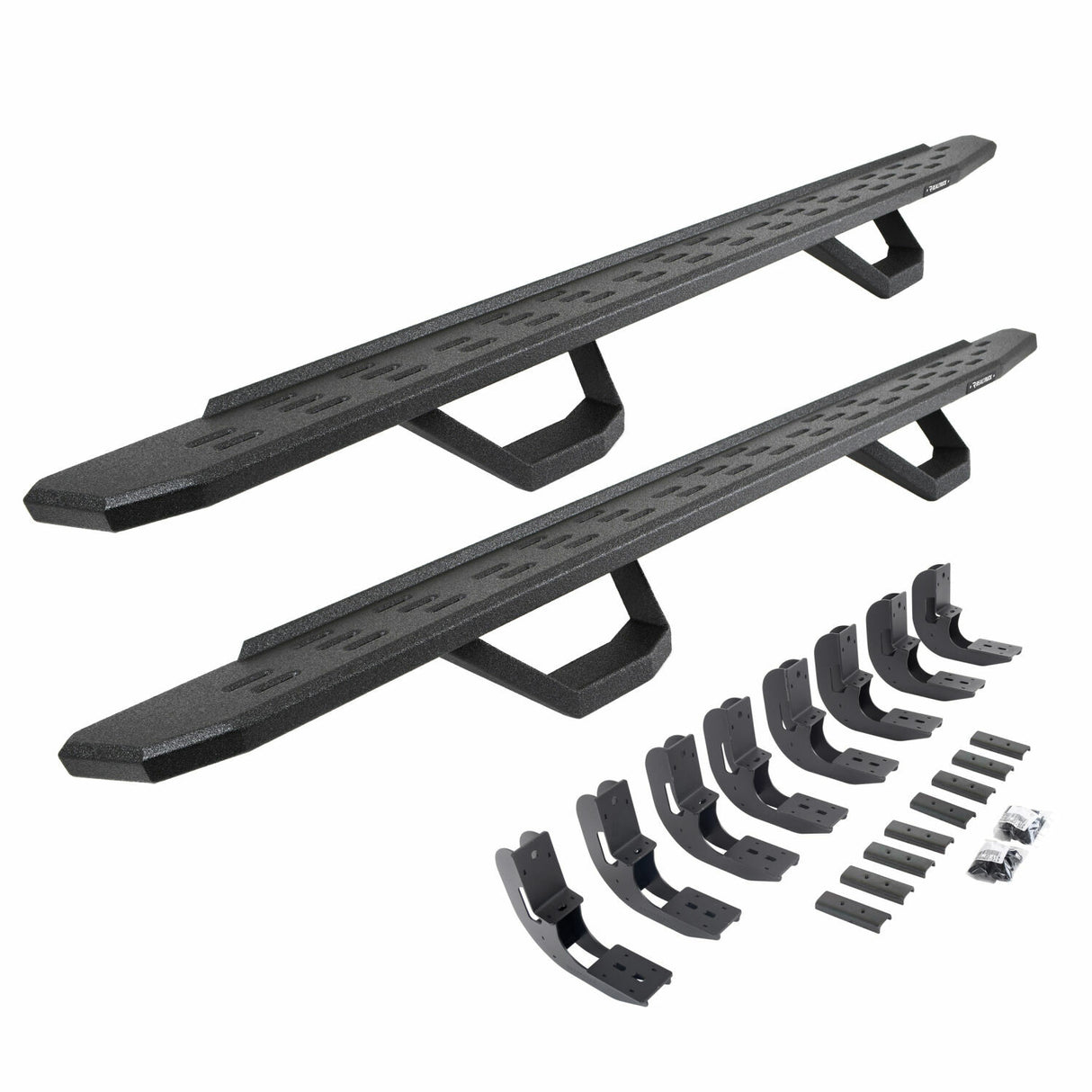 Go Rhino 6960488720T - RB30 Running Boards with Mounting Brackets & 2 Pairs of Drops Steps Kit - Protective Bedliner Coating