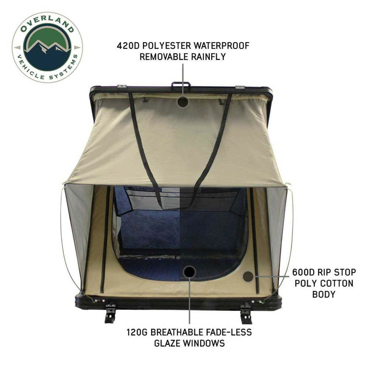 Overland Vehicle Systems - LD TMON Clamshell Aluminum Hard Shell Roof Top Tent - 18119935