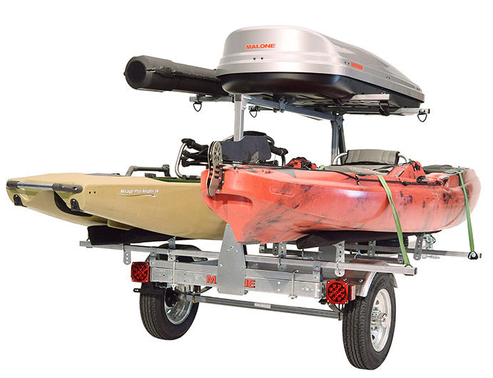 Malone - MicroSport LowBed 2 Kayak Trlr Package (2nd tier, 2 Sets Bunks, Cargo Box, Rod Tube, Spare Tire) - MPG464-LBTB