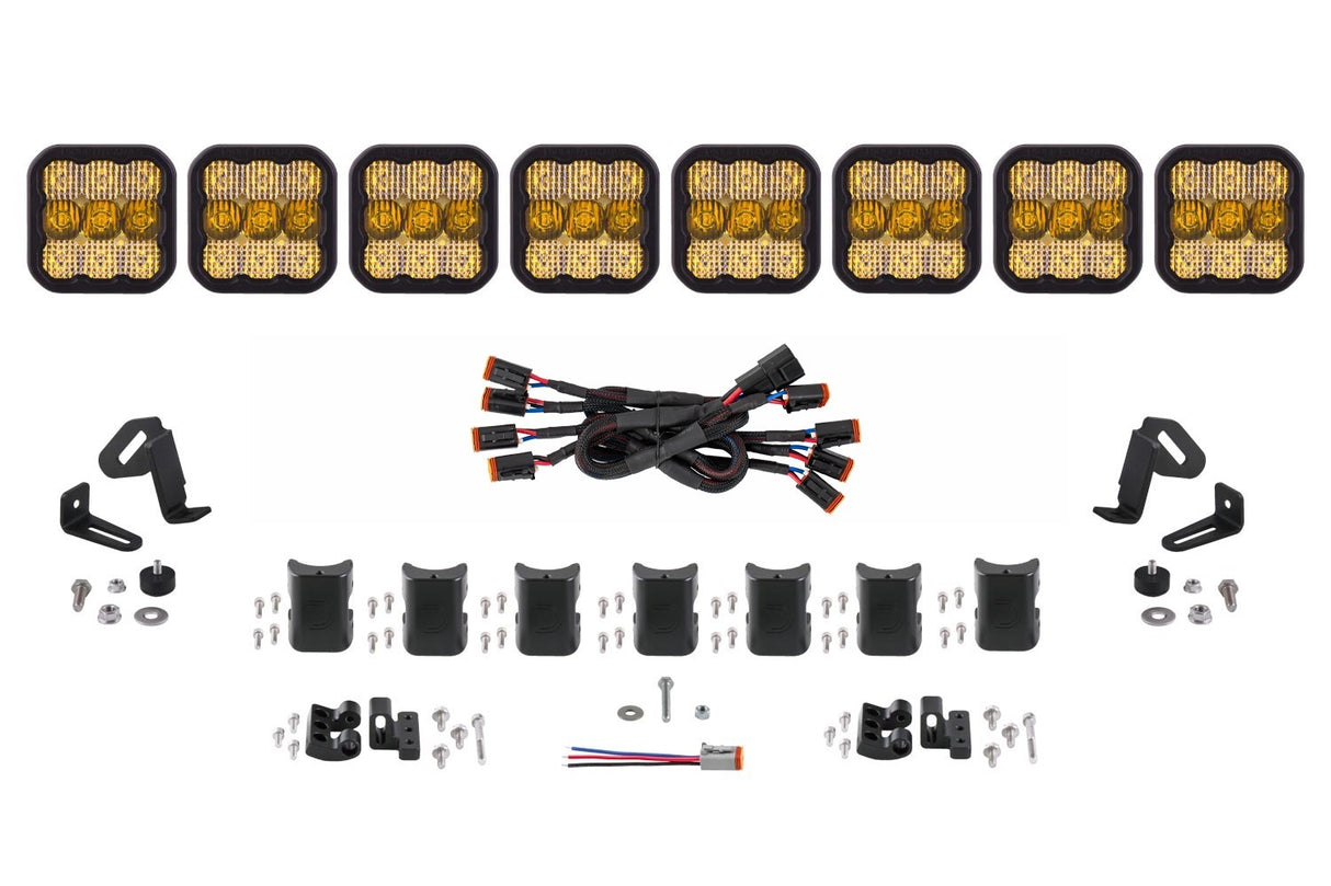 Diode Dynamics - SS5 Sport Universal CrossLink 8-Pod Lightbar Yellow Combo - DD6803