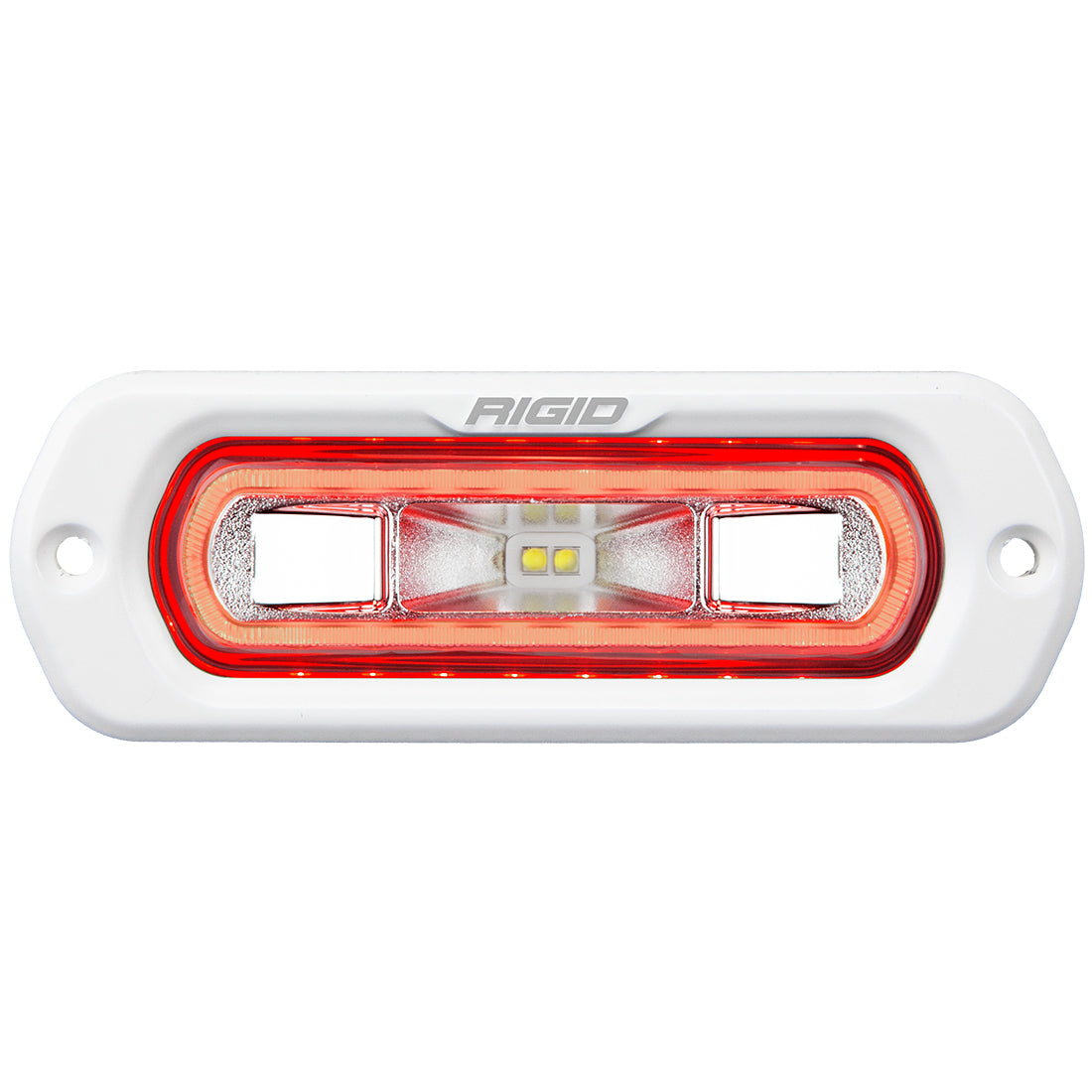 RIGID Industries - 51202 SR-L Series Marine Spreader Pod, 2 Wire Flush Mount, White W/Red Halo