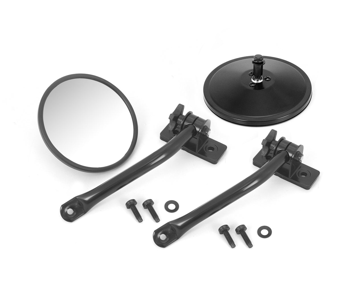 Rugged Ridge - Quick Release Mirror, Black, Round; 97-16 Jeep Wrangler TJ/LJ/JK/JKU - 11025.11