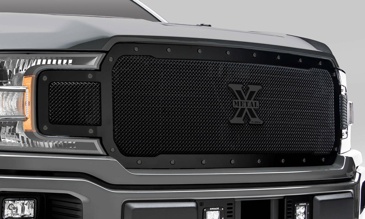 T-Rex Grilles - 1 Pc Small Mesh Mild Steel Stealth X-Metal Grille Replacement - 6715711-BR