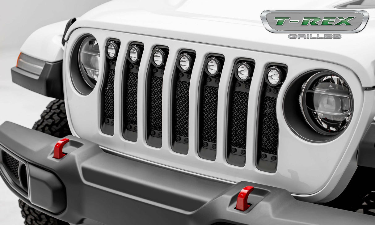 T-Rex Grilles - 1 Pc Small Mesh Mild Steel Stealth Torch Grille Insert - Total Light Output 6300 Lm, Includes Universal Wiring Harness - 6314931-BR