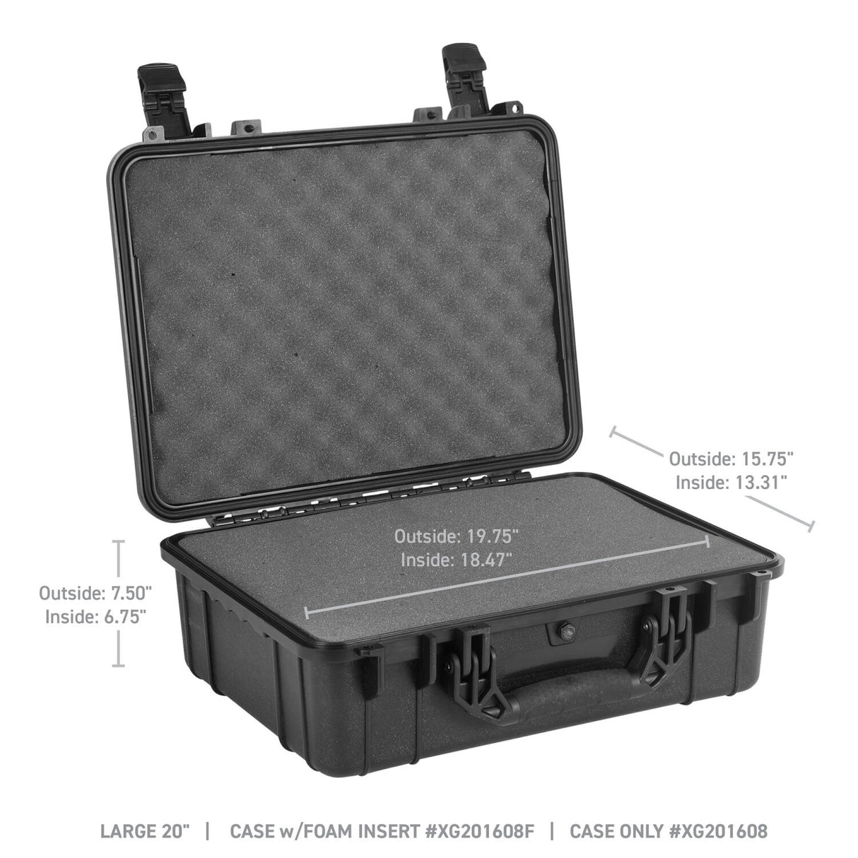 Go Rhino XG201608F - Xventure Gear Hard Case With Foam - Large Box 20" - Textured Black