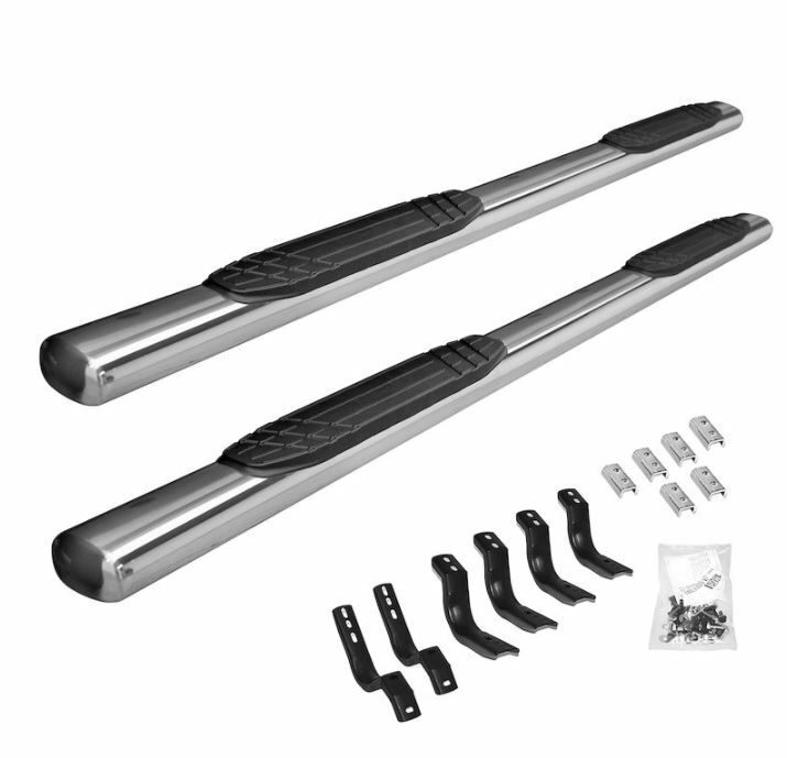 Go Rhino 684404387PS - 4" OE Xtreme SideSteps With Mounting Bracket Kit - Polished Stainless Steel