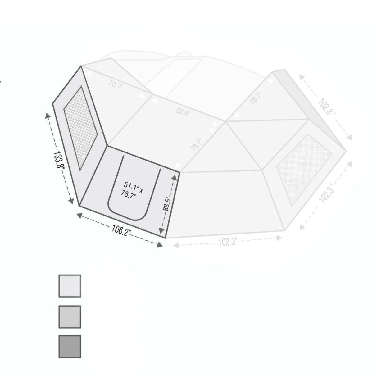 Overland Vehicle Systems - Nomadic Awning 270 for Driver Side Wall 1 270 Awning Wall 1 - 18099910