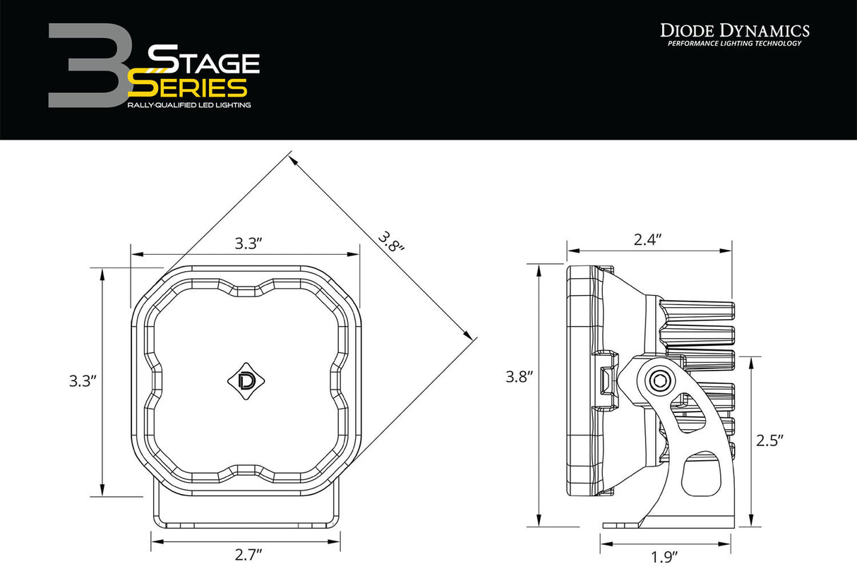 Diode Dynamics -SS3 LED Bumper 1.25 Inch Roll Bar Kit, Sport White Combo (pair) - DD7686 - DD7686