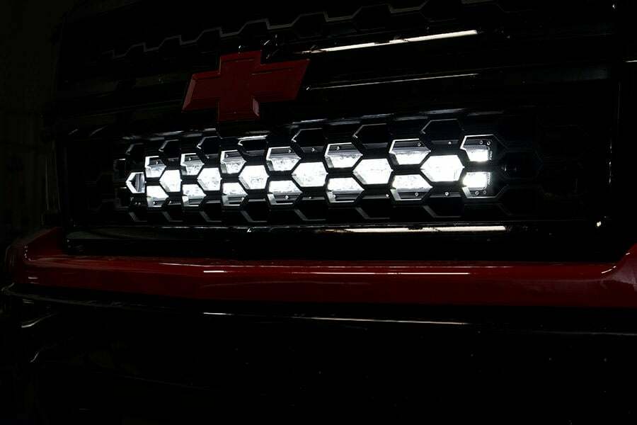 Rough Country - LED Light Kit - Behind Grille Mount - 30" Black Dual Row - White DRL - Chevy Silverado 1500 (14-15) - 70624