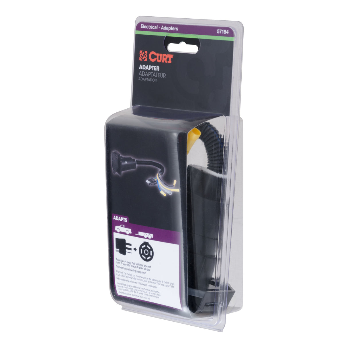 Curt - Electrical Adapter (4-Way Flat Vehicle to 7-Way RV Blade Trailer) - 57184