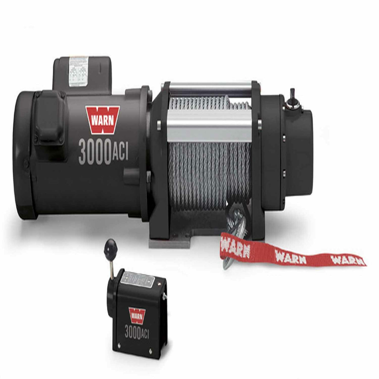Warn - 93000 Fixed-Mount Industrial Winch 3000 LB Cap 100 Ft Wire Rope