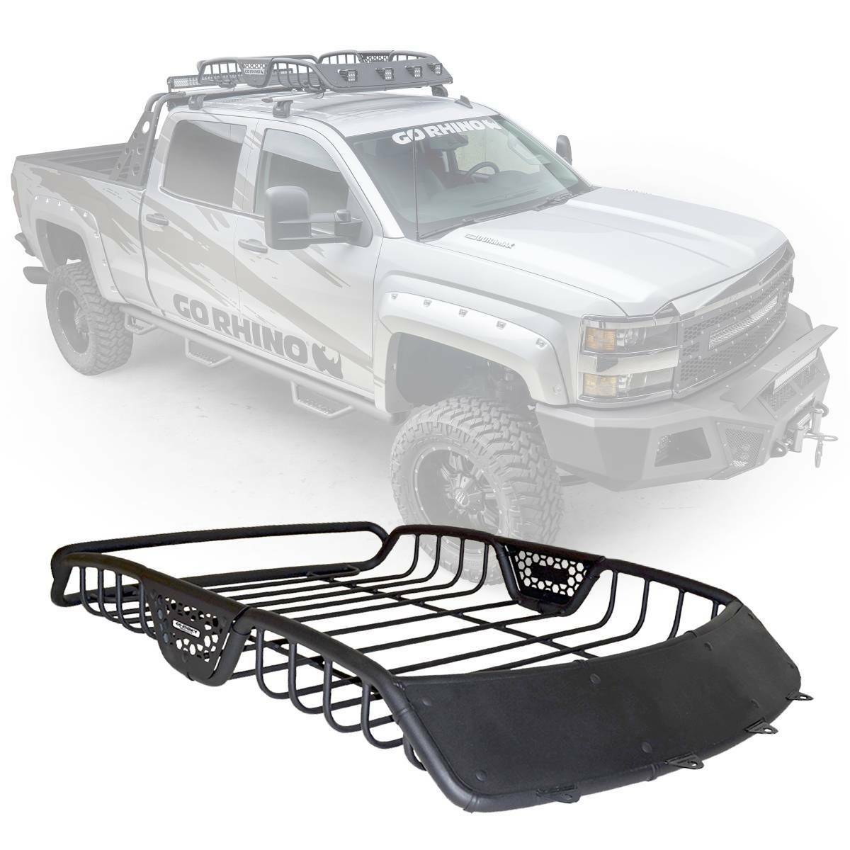Go Rhino 59015T - SR10 Tubular Steel Roof Rack with Black Fairings - 48" Long - Textured Black