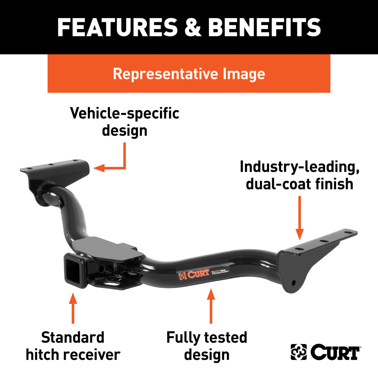 Curt - Class 3 Trailer Hitch, 2" Receiver, Select Ford Explorer, Lincoln Aviator - 13438