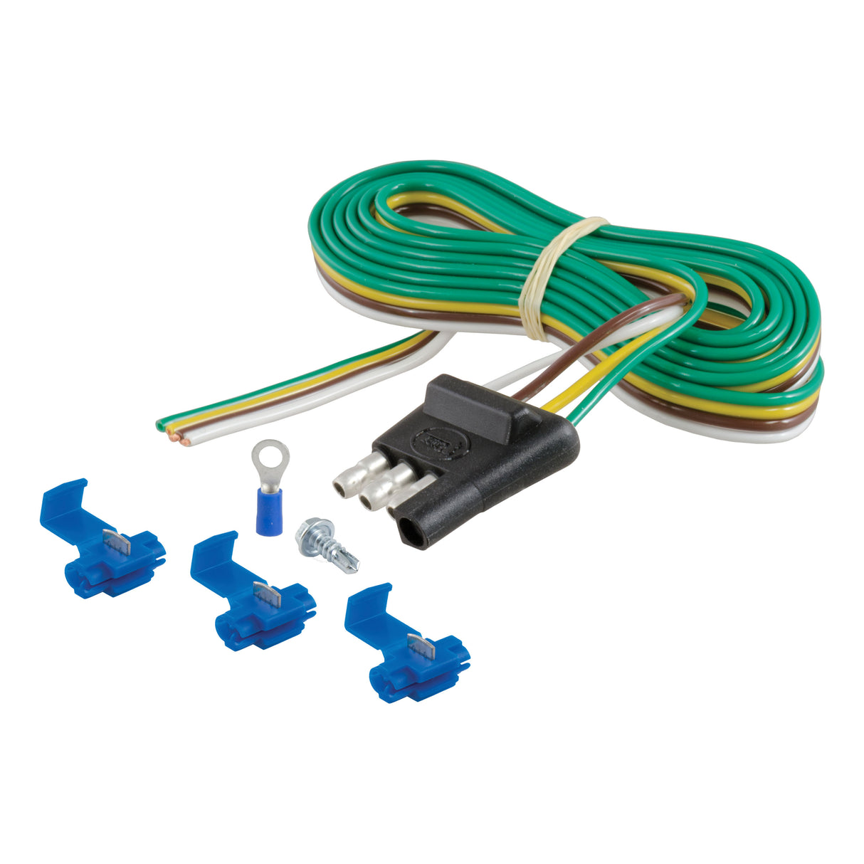 Curt - 4-Way Flat Connector Plug with 48" Wires & Hardware (Trailer Side, Packaged) - 58349