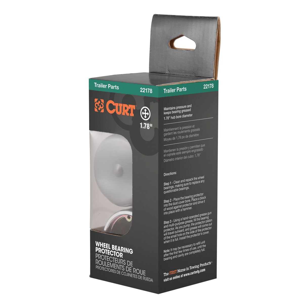 Curt - 1.78" Bearing Protectors & Covers (2-Pack) - 22178