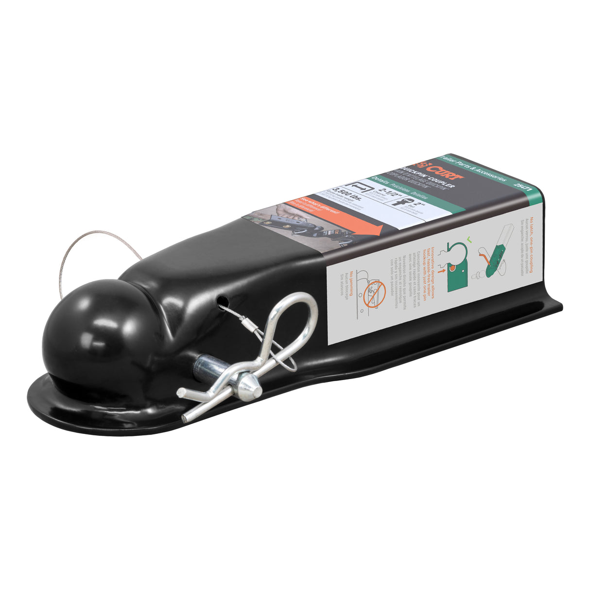 Curt - QuickPin No-Latch 2" Trailer Coupler (2-1/2" Channel, 3,500 lbs) - 25471