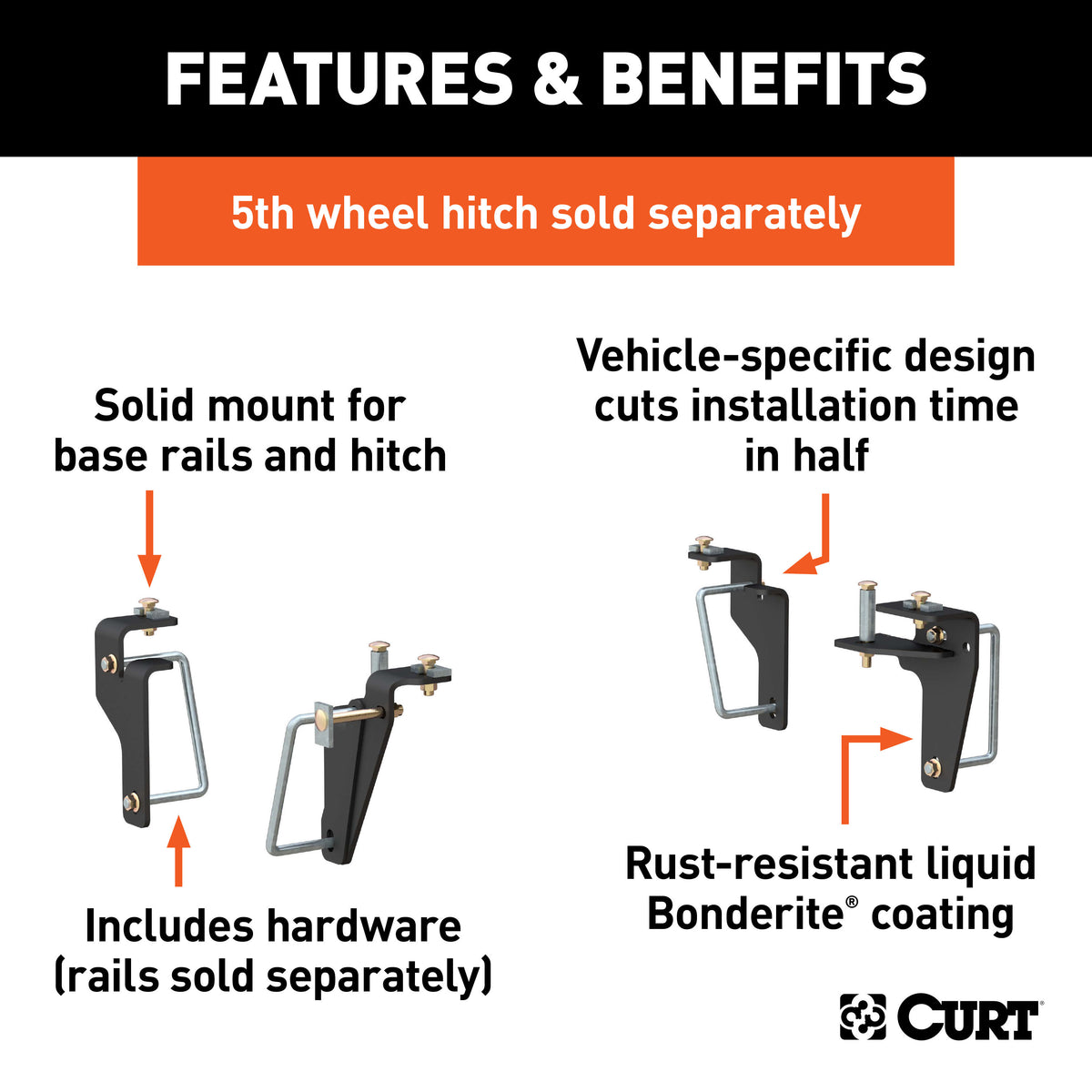 Curt - Custom 5th Wheel Brackets, Select Ram 2500, 3500 - 16430