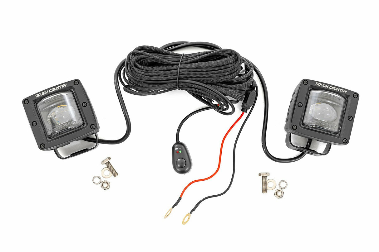 Rough Country - Black Series LED Light Pair - 2 Inch - SAE Fog - Yellow - 70907A