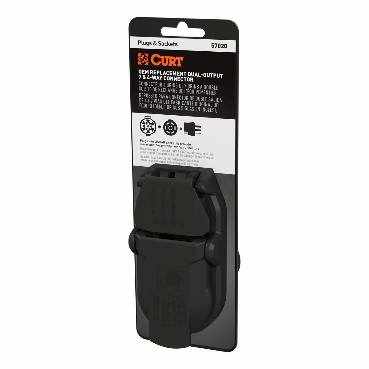 Curt - 57020 OEM Replacement Dual-Output 7 & 4-Way Connector (Plugs into USCAR) - 57020