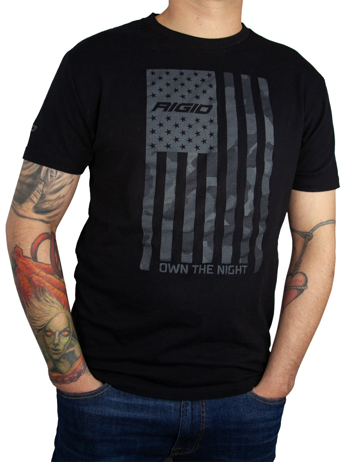 RIGID Industries - 1057 T-Shirt, US Flag, Black, 2X-Large