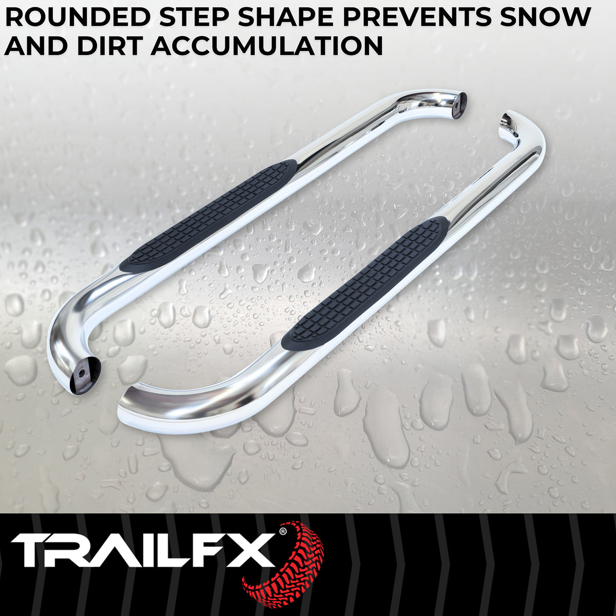 TrailFx - 3" Round Step Bar For GM Silverado/Sierra Standard- Stainless (A0029S)